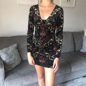 Free People Velvet Floral Print Body-con Dress